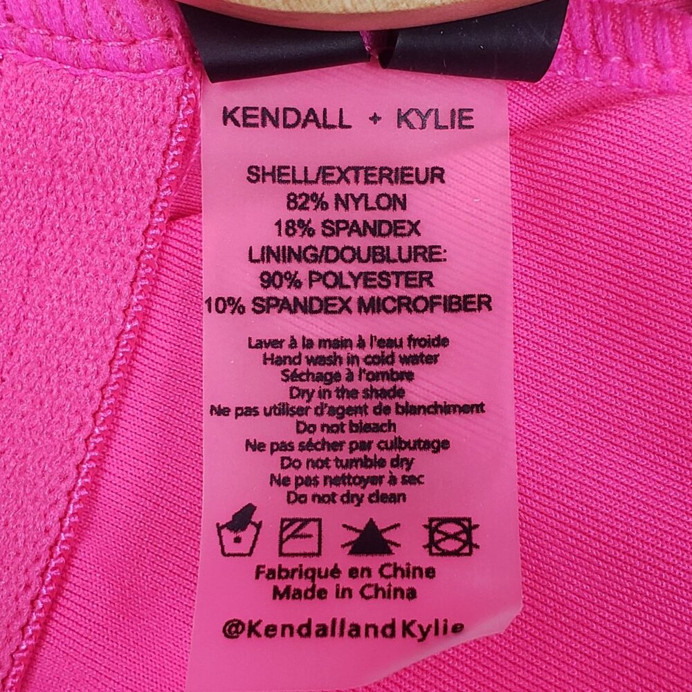 Kendall and Kylie One Piece Swimsuit Women's Medium Neon Pink & Black Call Out - Picture 9 of 16